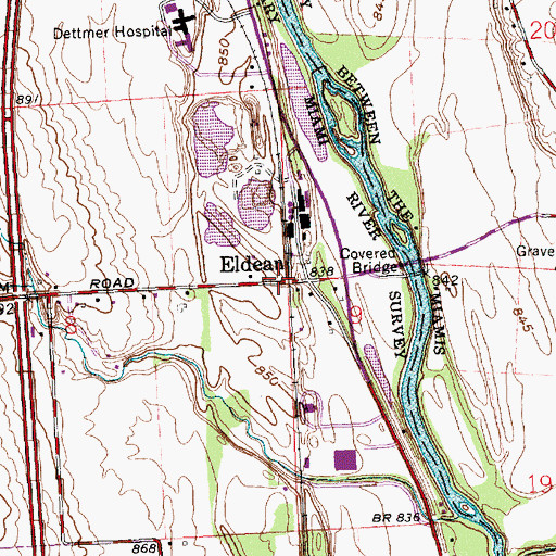 Topographic Map of Eldean, OH