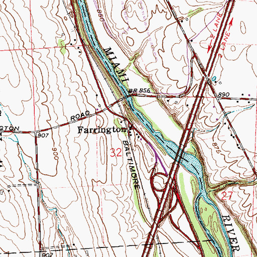 Topographic Map of Farrington, OH