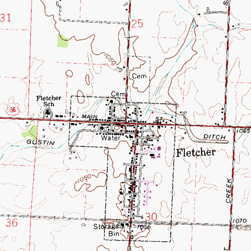 Topographic Map of Fletcher, OH
