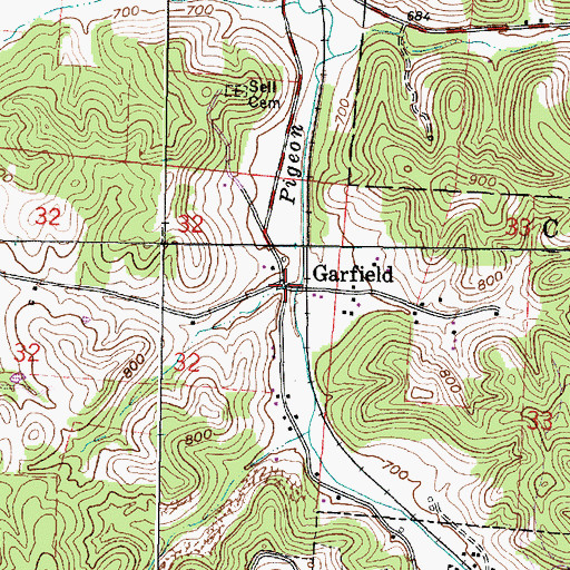 Topographic Map of Garfield, OH