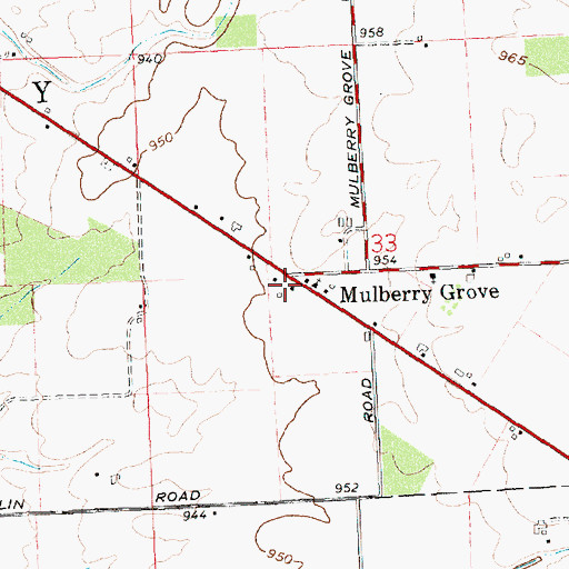Topographic Map of Mulberry Grove, OH
