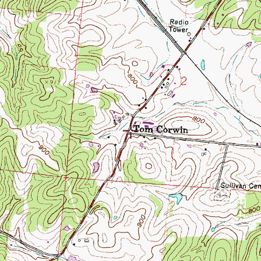 Topographic Map of Tom Corwin, OH