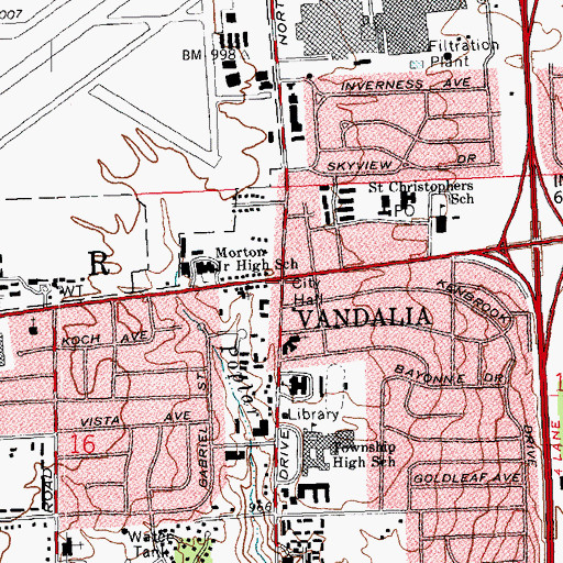 Topographic Map of Vandalia, OH