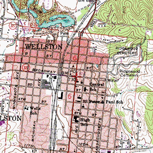 Topographic Map of Wellston, OH