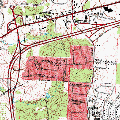 Topographic Map of Grangeview Park, OH