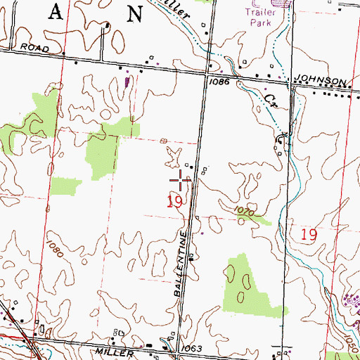 Topographic Map of Balentine Acres, OH