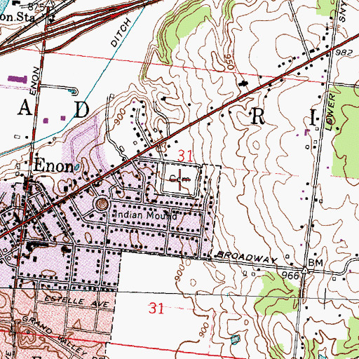 Topographic Map of Enon Cemetery, OH