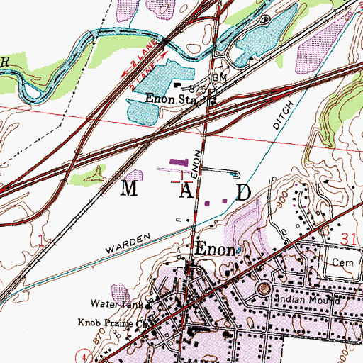 Topographic Map of Enon Park, OH