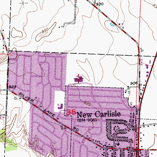 Topographic Map of New Carlisle Middle School, OH