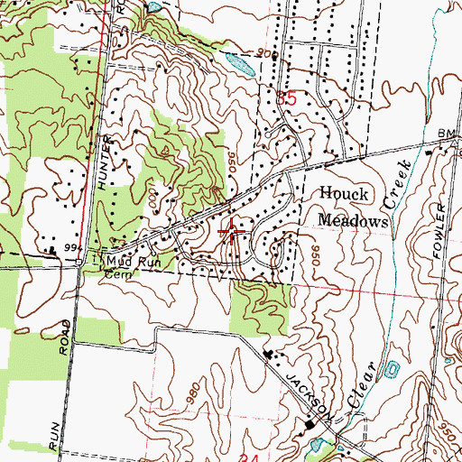 Topographic Map of Houck Meadows, OH