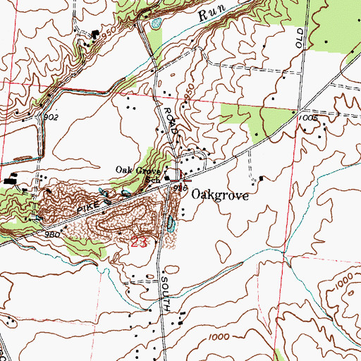 Topographic Map of Oakgrove, OH
