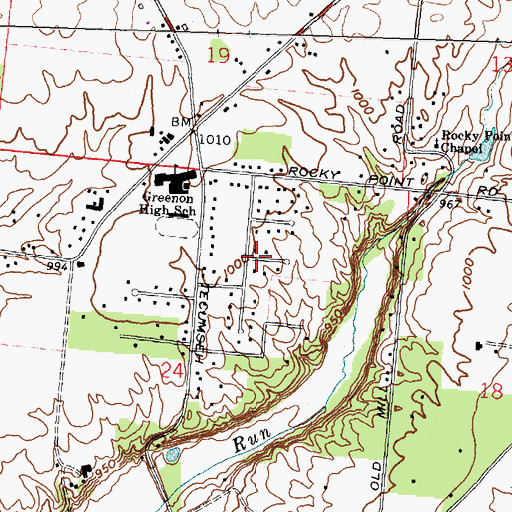 Topographic Map of Tiffany Acres, OH