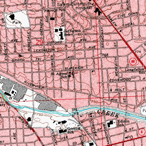 Topographic Map of Saint Agnes Catholic Church, OH