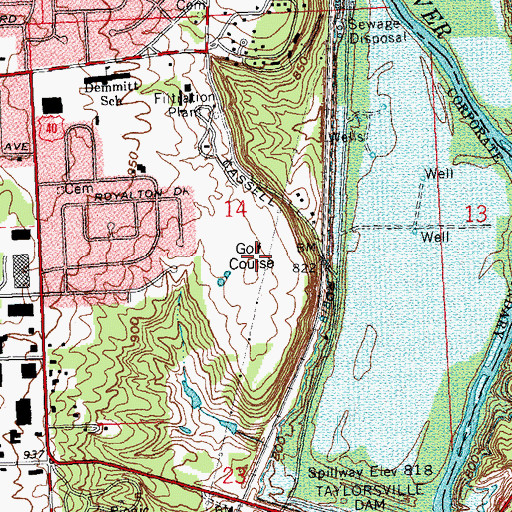 Topographic Map of Cassell Hills Municipal Golf Course, OH