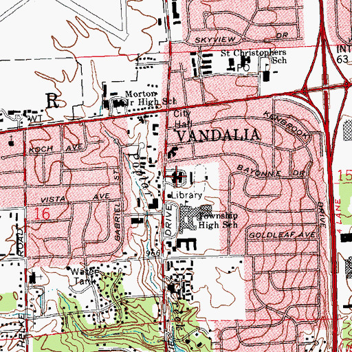 Topographic Map of Vandalia Elementary School, OH