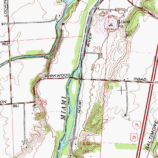 Topographic Map of Lockington Bridge, OH