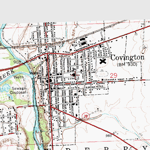 Topographic Map of Covington Elementary School, OH