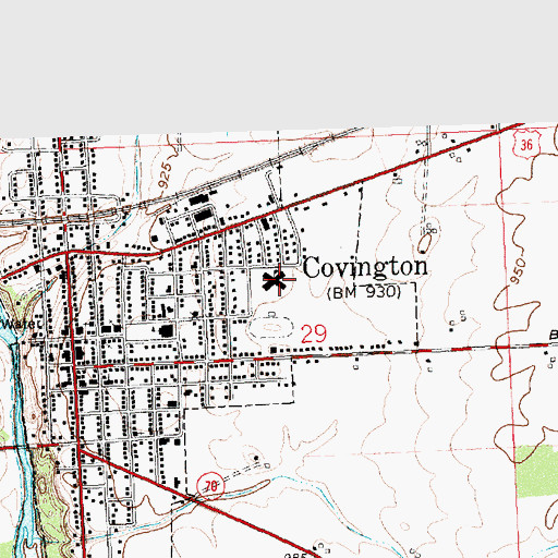 Topographic Map of Covington High School, OH