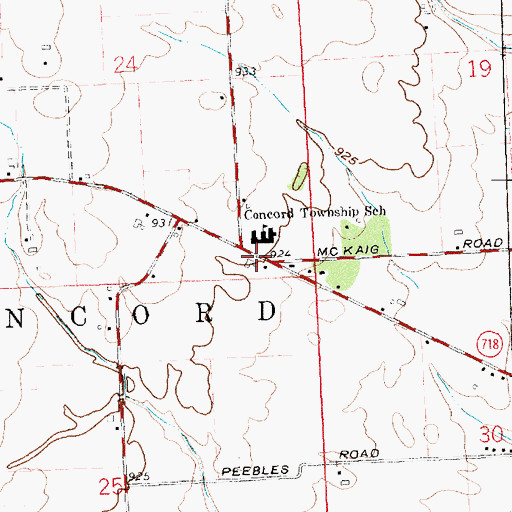 Topographic Map of Diltz Corners, OH