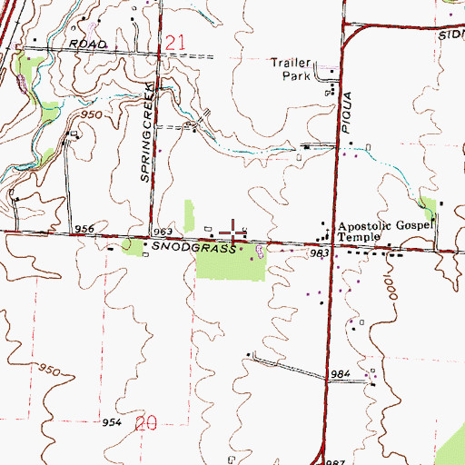 Topographic Map of Frogpond School (historical), OH