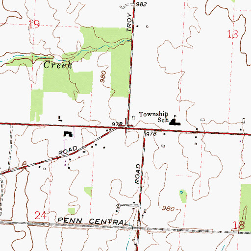 Topographic Map of Garbry School (historical), OH