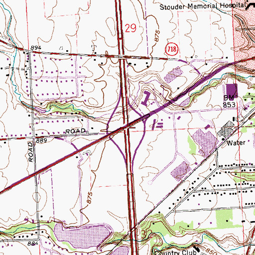 Topographic Map of Interchange 73, OH