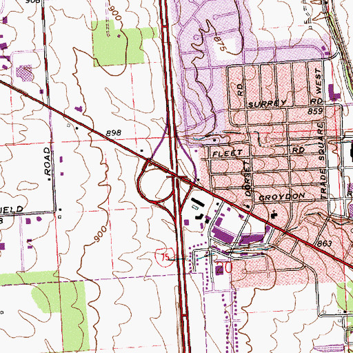 Topographic Map of Interchange 74, OH