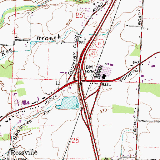 Topographic Map of Interchange 83, OH