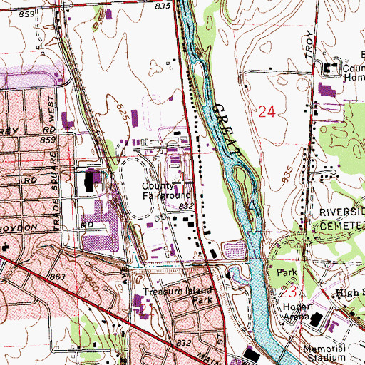 Topographic Map of Miami County Fairgrounds, OH