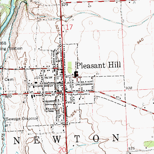 Topographic Map of Newton High School, OH