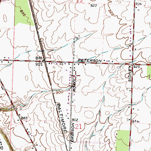 Topographic Map of Peterson School (historical), OH