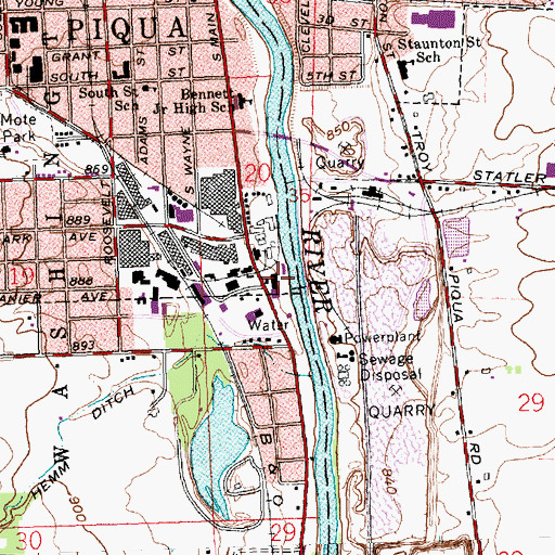 Topographic Map of Piqua Power Plant, OH