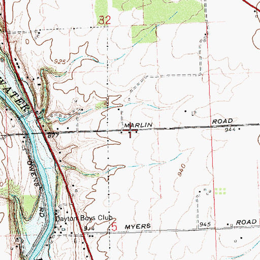 Topographic Map of Rowdyville (historical), OH