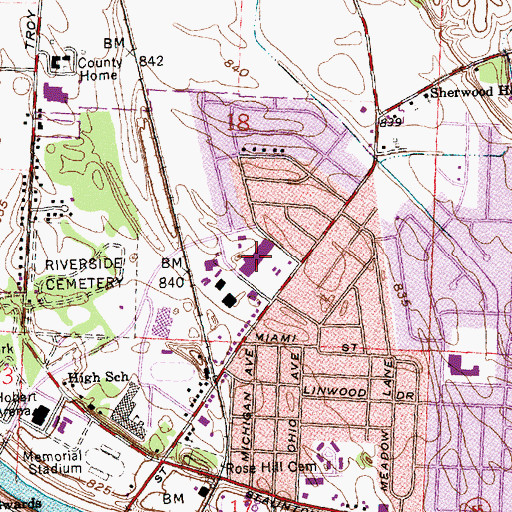 Topographic Map of Sherwood Shopping Center, OH