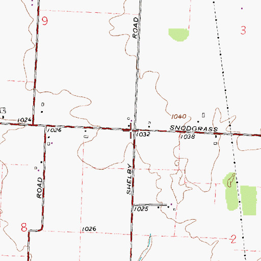 Topographic Map of Snodgrass School (historical), OH