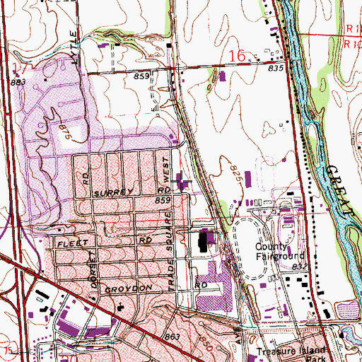 Topographic Map of Thomas Hook Elementary School, OH
