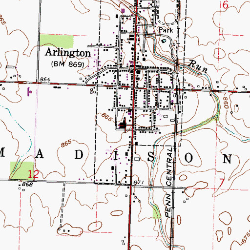 Topographic Map of Arlington High School, OH