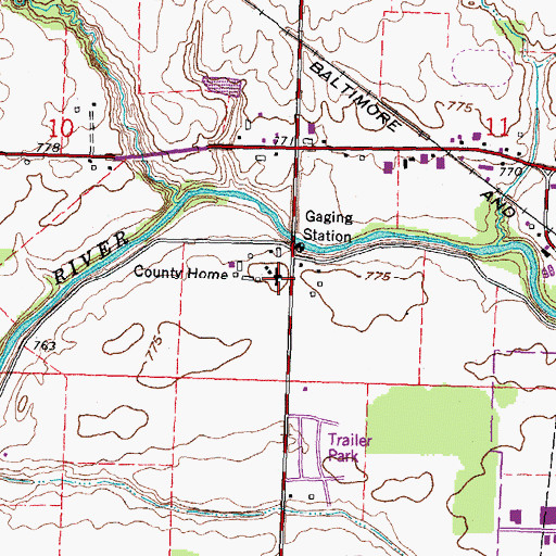 Topographic Map of Hancock County Home, OH