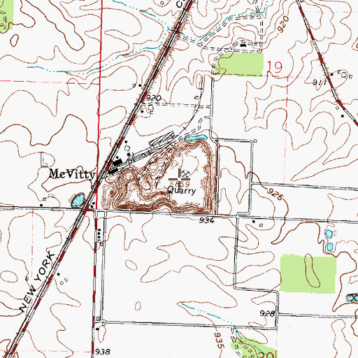 Topographic Map of Herzog Quarry, OH