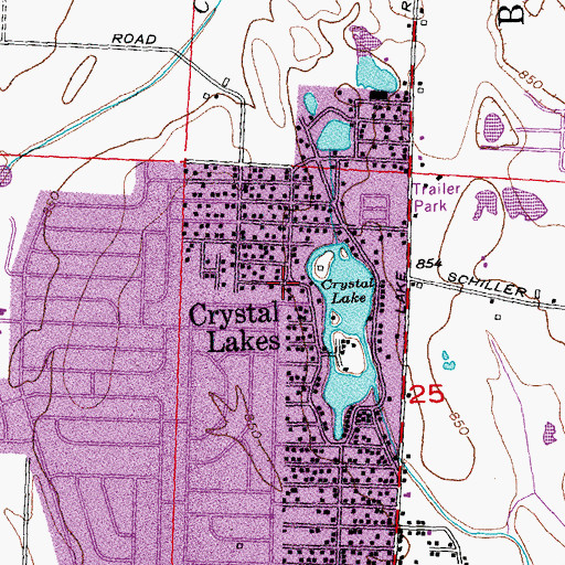 Topographic Map of Crystal Lakes, OH