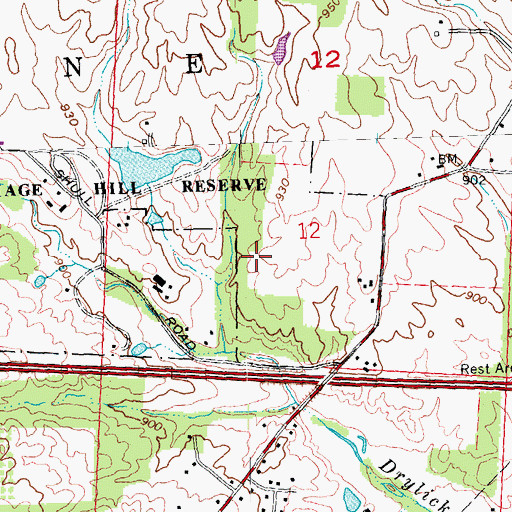 Topographic Map of Carriage Hill Reserve, OH
