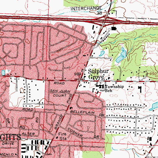 Topographic Map of Sulphur Grove, OH