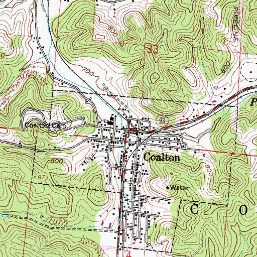 Topographic Map of Coalton, OH