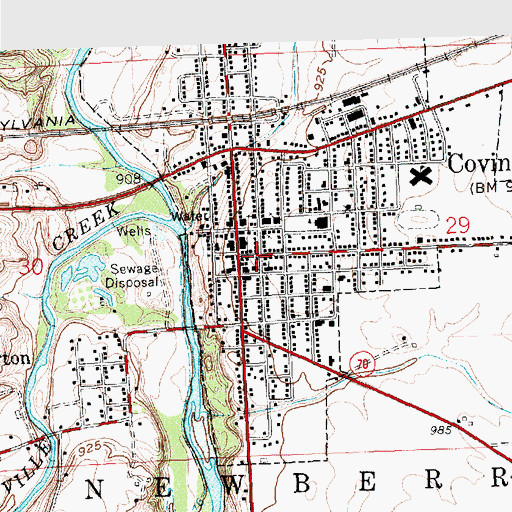 Topographic Map of Covington, OH