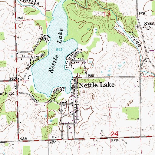 Topographic Map of Nettle Lake, OH