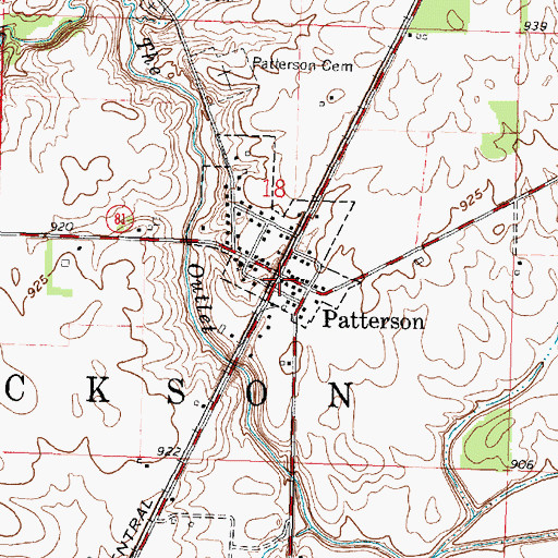 Topographic Map of Patterson, OH