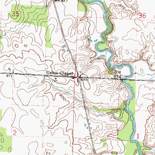 Topographic Map of Union Chapel, OH
