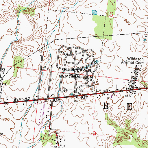 Topographic Map of Glen Haven Memorial Cemetery, OH