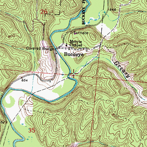 Topographic Map of Greasy Run, OH
