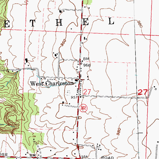 Topographic Map of West Charleston, OH
